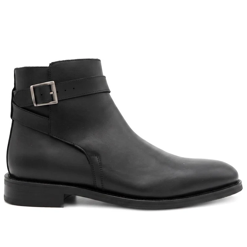 Castellino Smart Leather Ankle Boots w/ Buckle - CASTELLINO / 330 294 - Black
