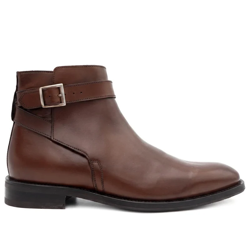 Castellino Smart Leather Ankle Boots w/ Buckle - CASTELLINO / 330 294 - Chestnut