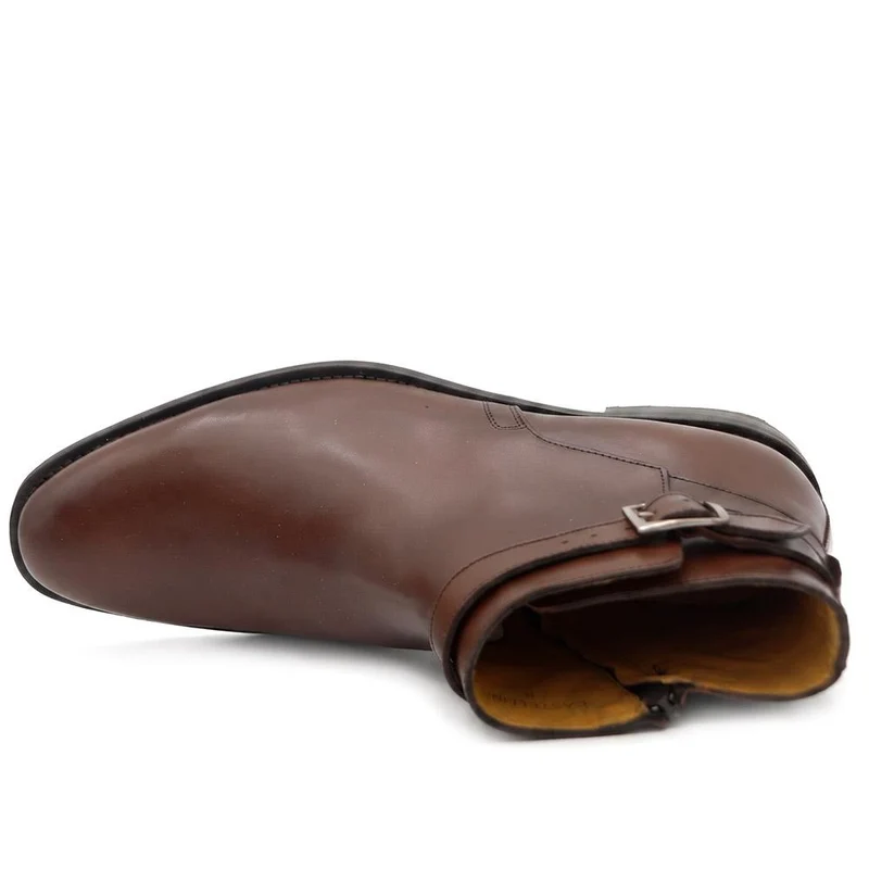 Castellino Smart Leather Ankle Boots w/ Buckle - CASTELLINO / 330 294 - Chestnut