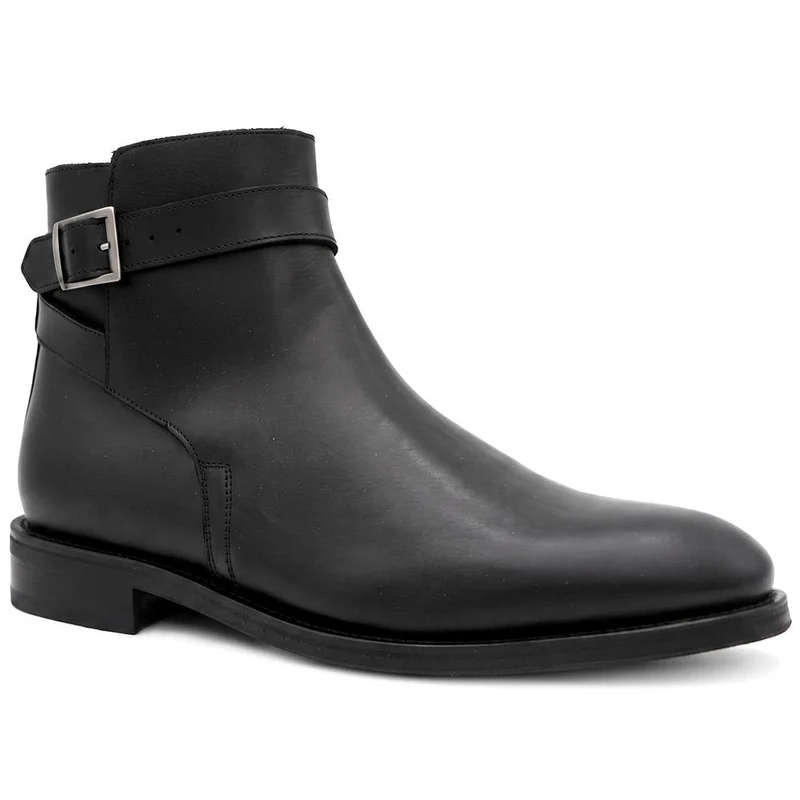 Castellino Smart Leather Ankle Boots w/ Buckle - CASTELLINO / 330 294 - Black