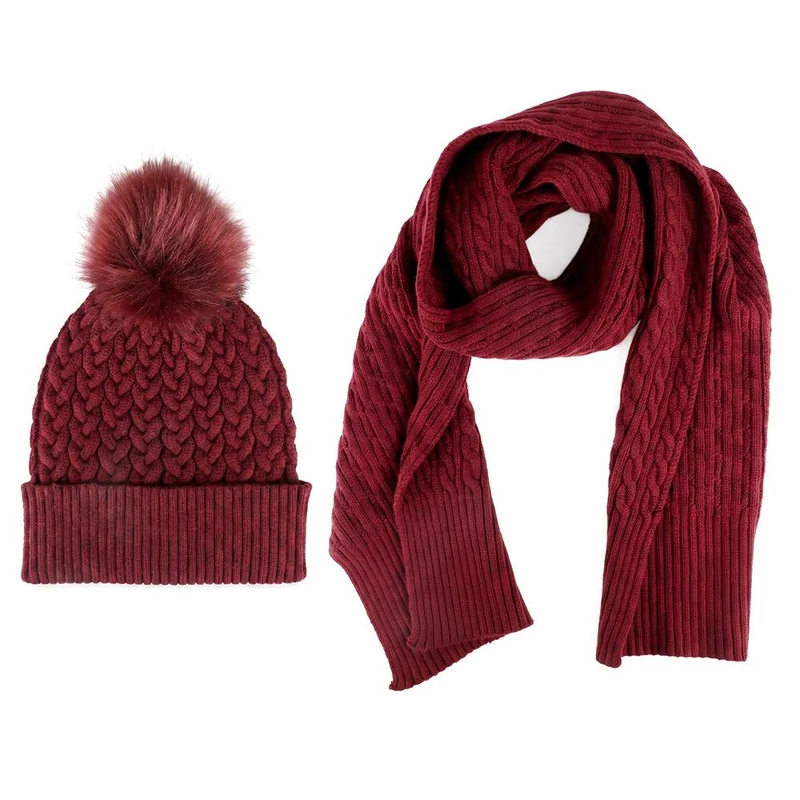 Valkyrie Soft Knitted Pom Hat & Scarf Set - VALKYRIE / 329 933