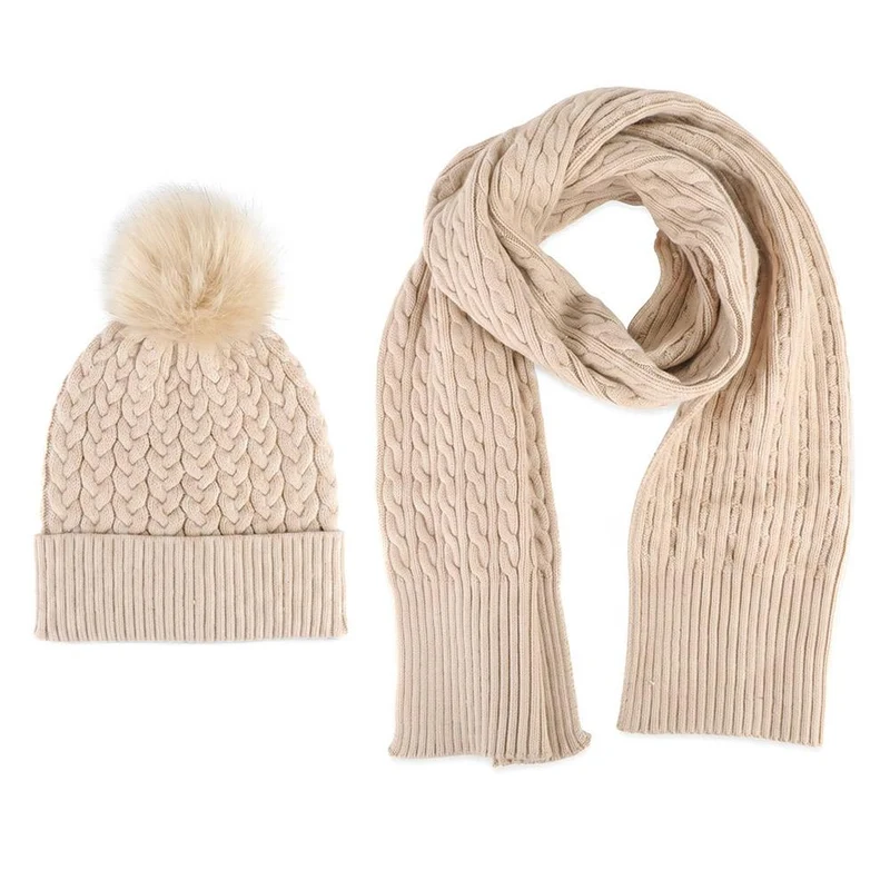 Valkyrie Soft Knitted Pom Hat & Scarf Set - VALKYRIE / 329 933