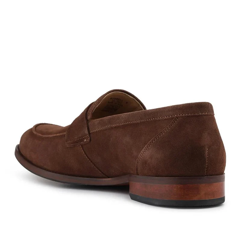 Russell Wide Fit Leather Penny Loafers - RUSSELLWIDE / 329 981 - Dark Brown Suede