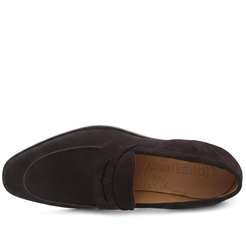 Russell Wide Fit Leather Penny Loafers - RUSSELLWIDE / 329 981 - Dark Brown Suede