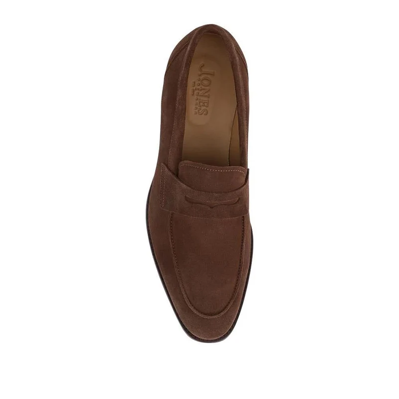 Russell Wide Fit Leather Penny Loafers - RUSSELLWIDE / 329 981 - Dark Brown Suede