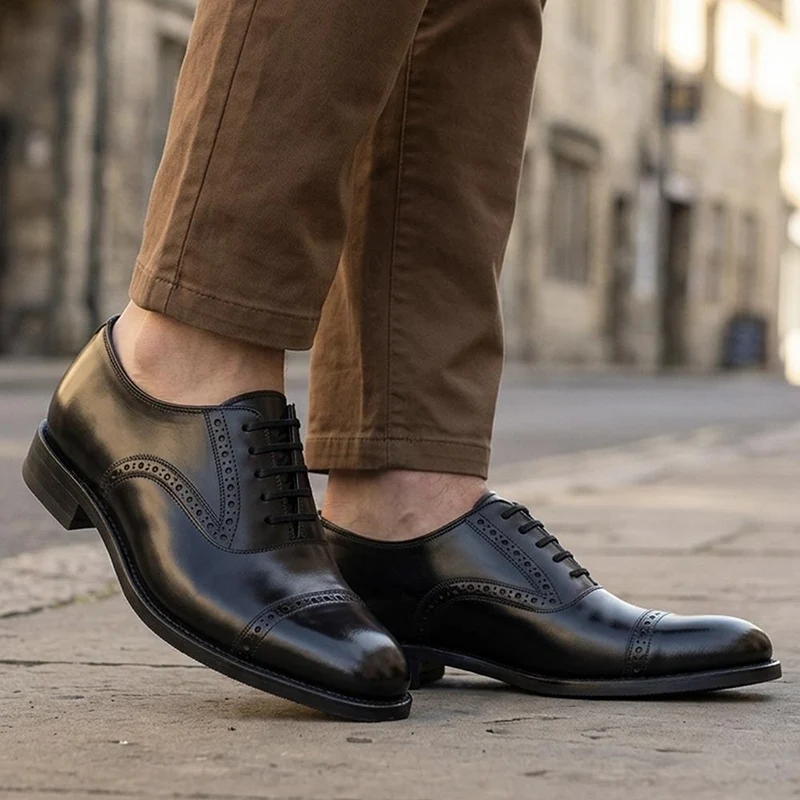 Loake Kellar Wide Fit Leather Brogues - LOA44501 / 330 535 - Black Leather