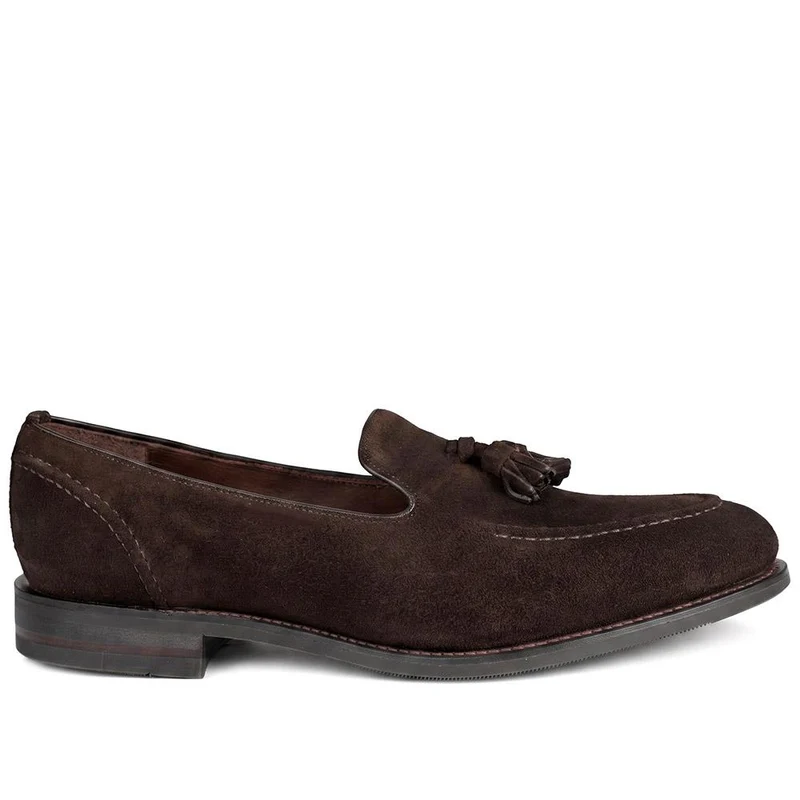 Loake Brunel Wide Fit Tassel Loafers - LOA44500 / 330 534 - Dark Brown Suede