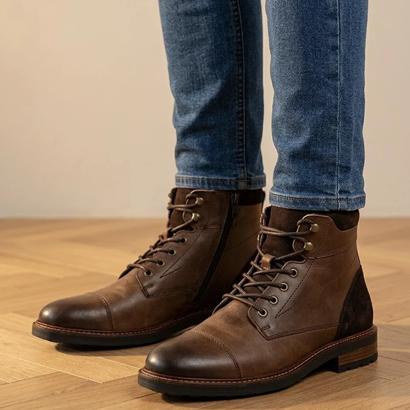 Dusseldorf Leather Lace-Up Boots - DUSSELDORF / 323 686 - Brown
