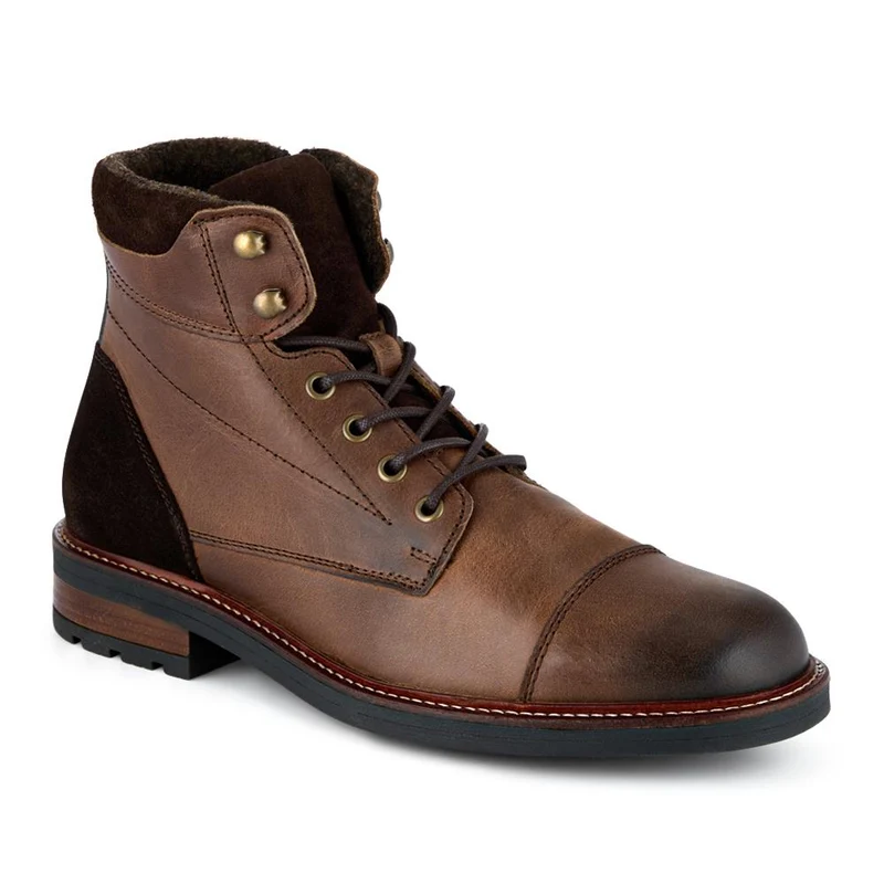 Dusseldorf Leather Lace-Up Boots - DUSSELDORF / 323 686 - Brown