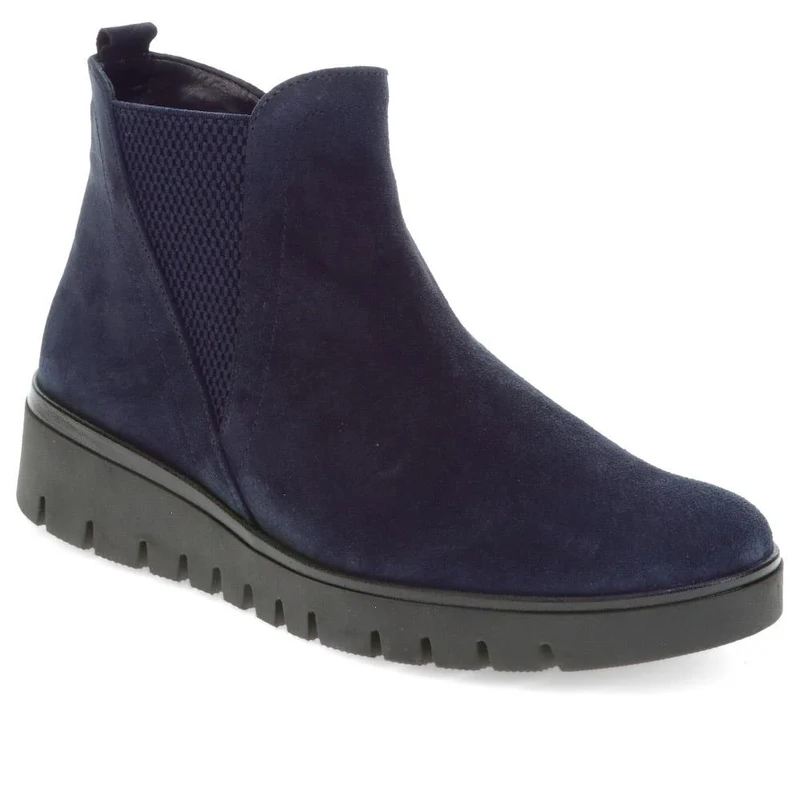 Dublin Gabor Chunky Leather Ankle Boots - GAB40505 / 325 879 - Navy Suede