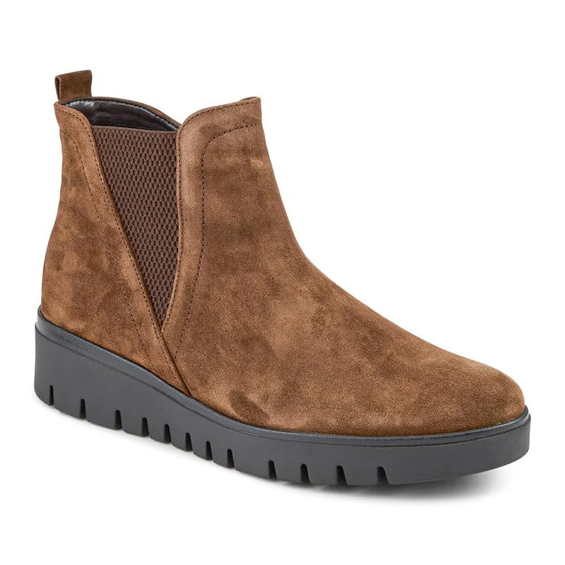 Dublin Gabor Chunky Leather Ankle Boots - GAB40505 / 325 879 - Brown Suede