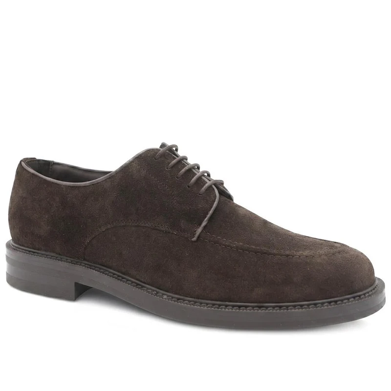 Marsden Premium Leather Derby Shoes - MARSDEN / 330 087 - Dark Brown Suede