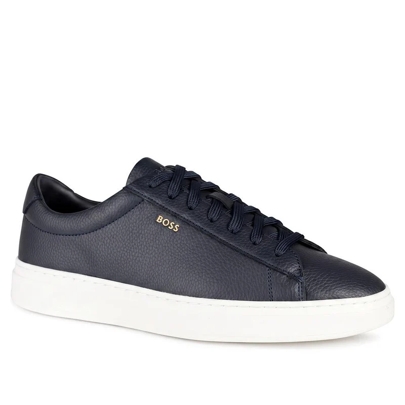 Boss Leather Lace Up Trainers - HUGO42501 / 327 809 - Navy-Navy
