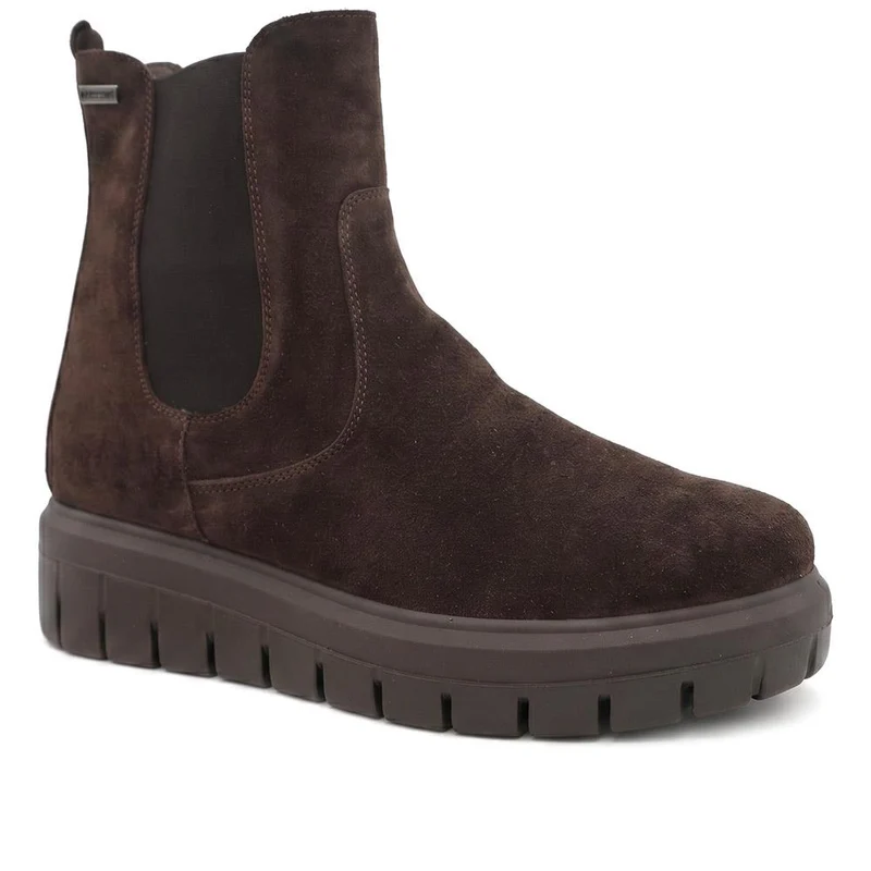 Marbella Leather Platform Heel Ankle Boots - MARBELLA / 330 144 - Choco Suede