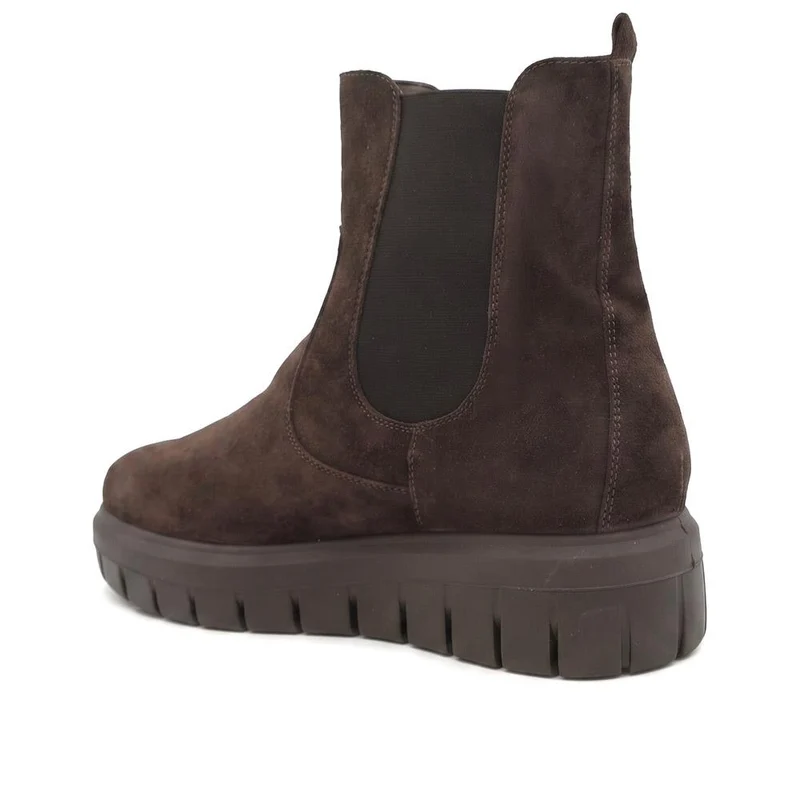 Marbella Leather Platform Heel Ankle Boots - MARBELLA / 330 144 - Choco Suede