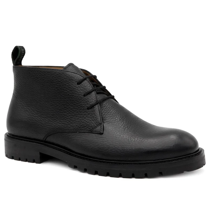 Galvano Leather Cushioned Chukka Boots - GALVANO / 329 982 - Black Grain