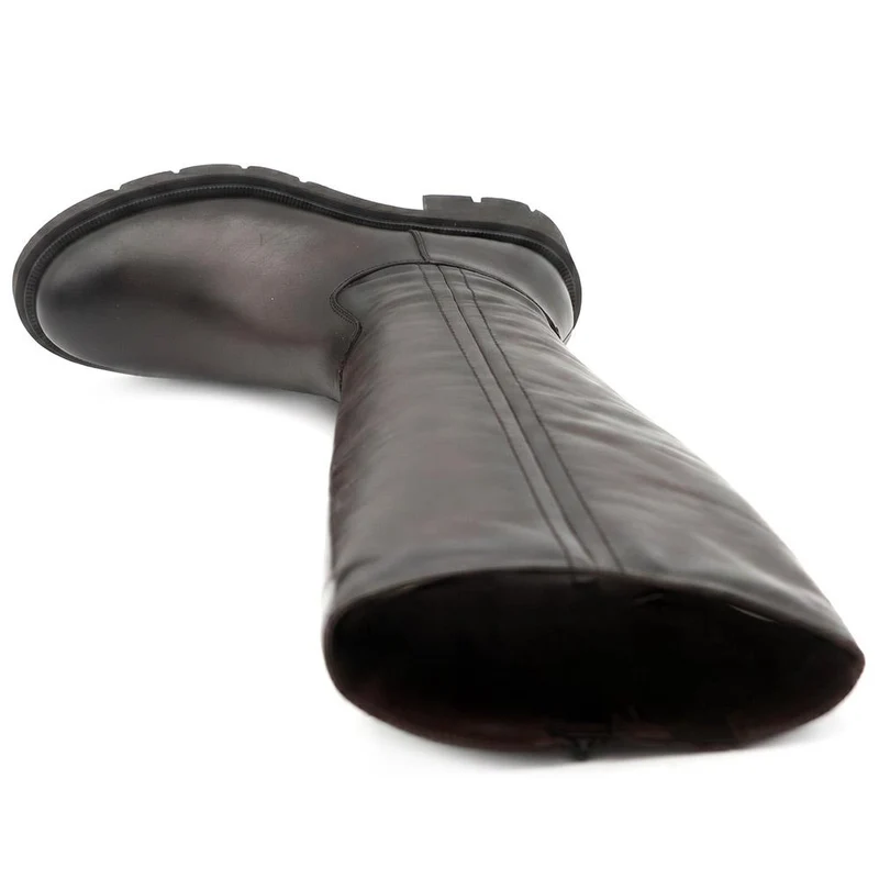 Domino Chunky Leather Long Boots - DOMINO / 328 096 - Brown Leather