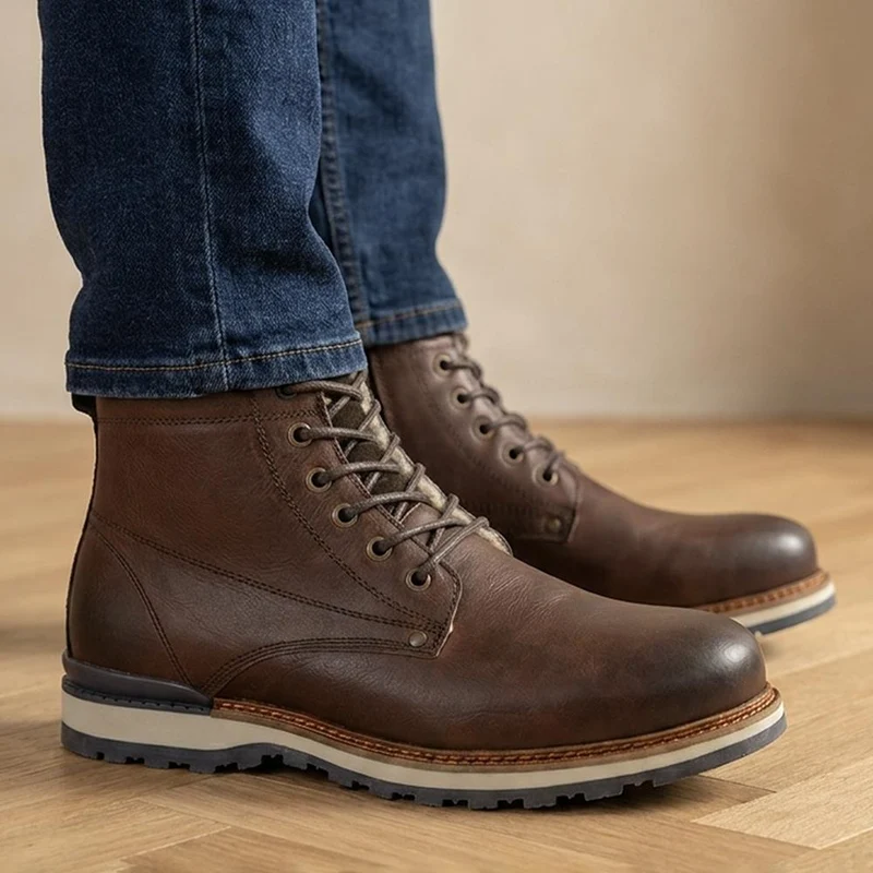 Earling Wide Fit Leather Boots - EALINGWIDE / 330 098 - Brown