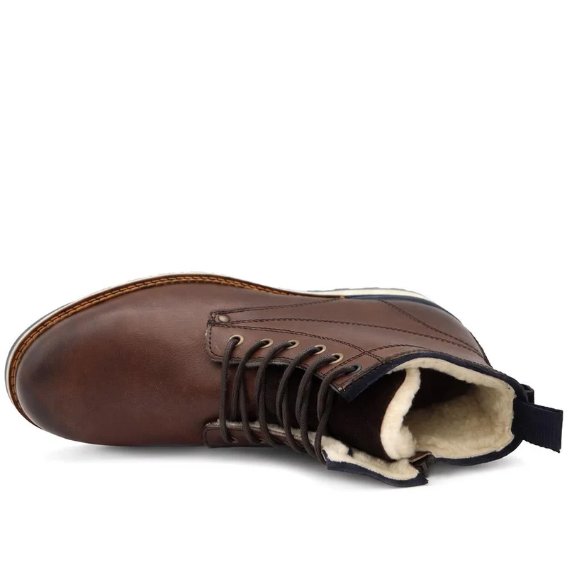 Earling Wide Fit Leather Boots - EALINGWIDE / 330 098 - Brown