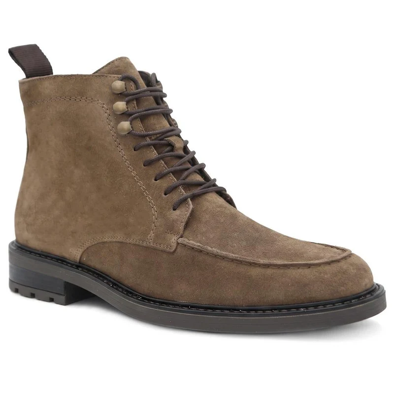Endric Leather Lace Up Boots - ENDRIC / 330 100 - Taupe Suede