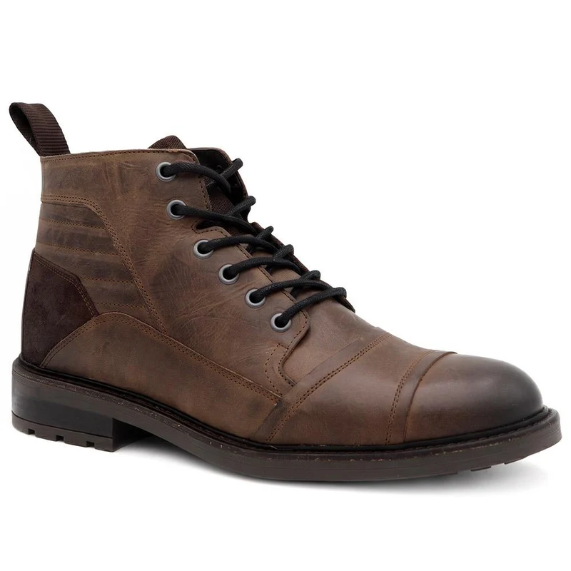 Everett Wide Fit Leather Boots - EVERETT / 330 101 - Dark Brown