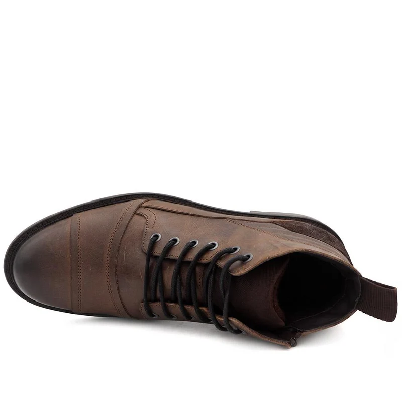 Everett Wide Fit Leather Boots - EVERETT / 330 101 - Dark Brown