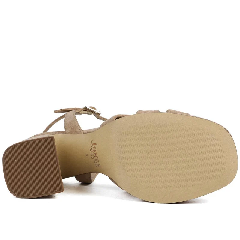 Gloriana Block Heel Leather Buckled Sandals - GLORIANA / 328 979 - Sand Suede