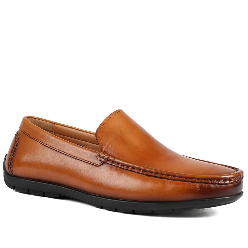Rawston Wide Fit Smart Leather Slip-On Shoes - RAWSTON / 327 069 - Tan