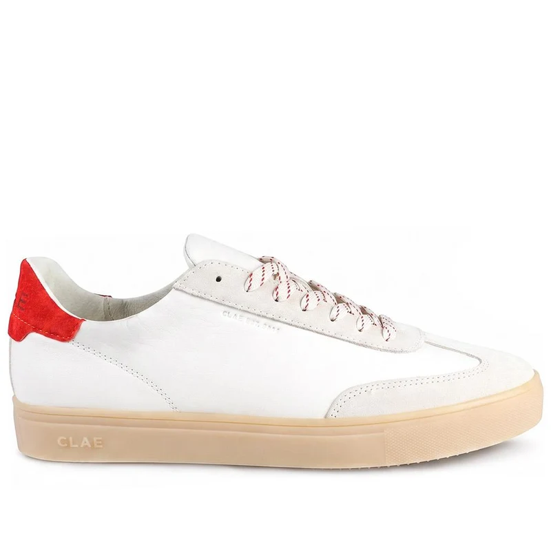 Clae Deane Leather Lace Up Trainers - CLAGB43503 / 329 184 - White-Red