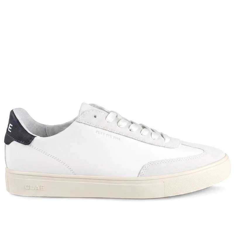 Clae Deane Leather Lace Up Trainers - CLAGB43503 / 329 184 - White-Navy
