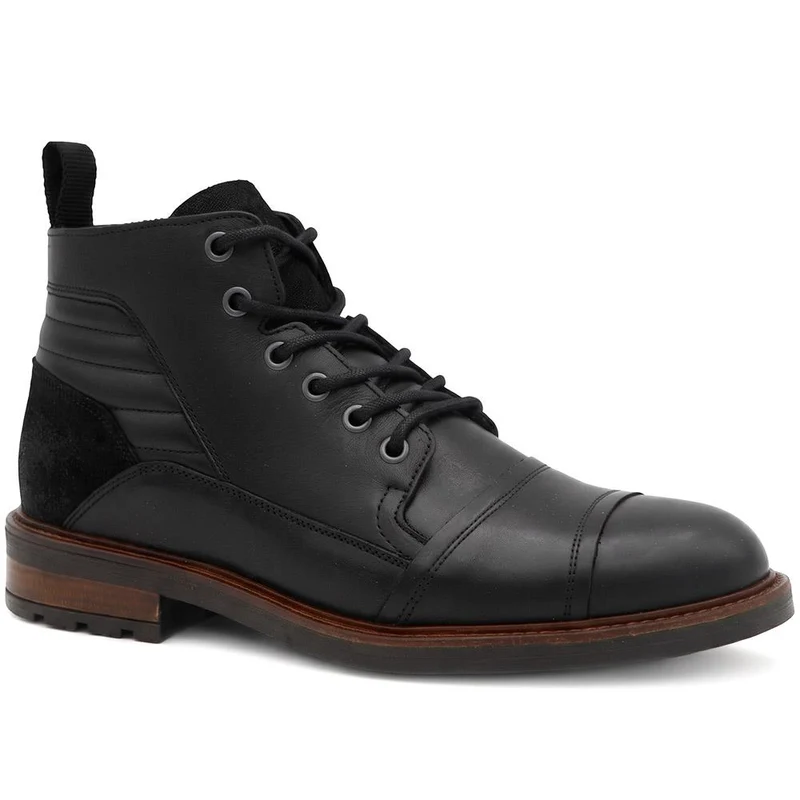 Everett Wide Fit Leather Boots - EVERETT / 330 101 - Black Leather