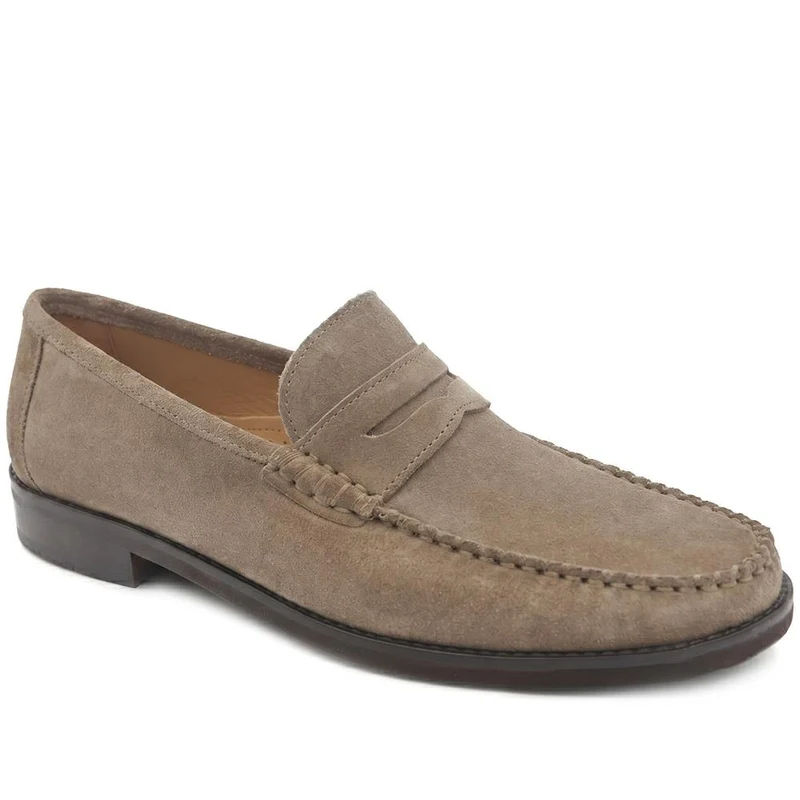 Quennell Leather Penny Loafers - QUENNELL / 326 786 - Taupe Suede