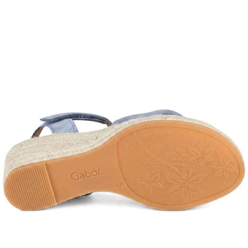Moon Gabor Leather Wedge-Heel Espadrilles - GAB41505 / 326 987 - Pale Blue