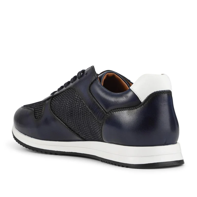 St Louis Casual Leather Lace Up Trainers - STLOUIS / 328 814 - Navy