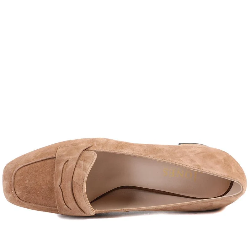 Zeta Leather Court Shoes - ZETA / 329 015 - Camel Suede