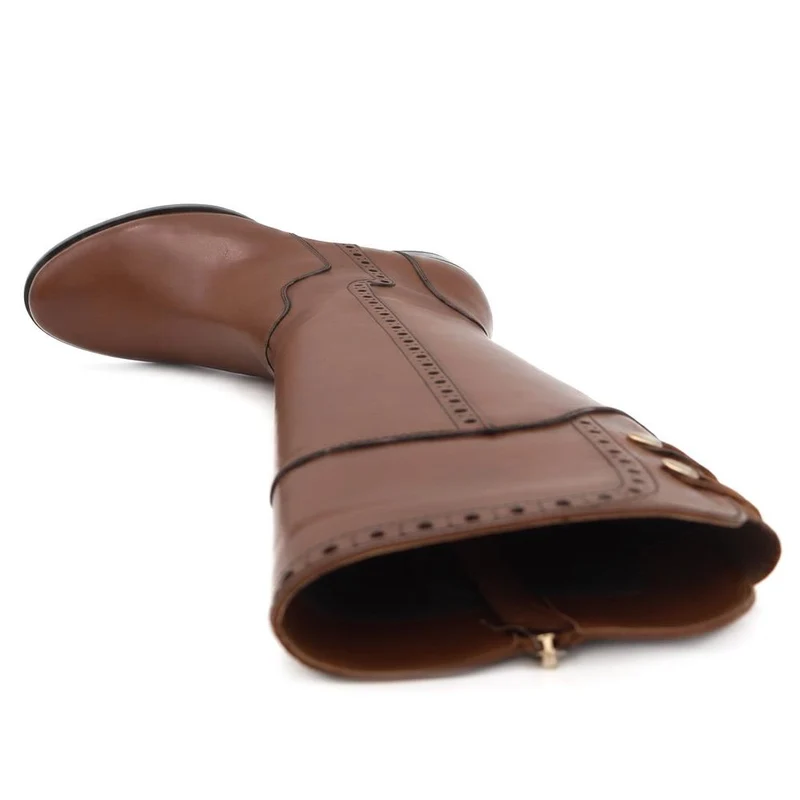 Rachel1 Small Calf Fit Leather Long Boots - RACHEL1S / 329 794 - Tan Leather
