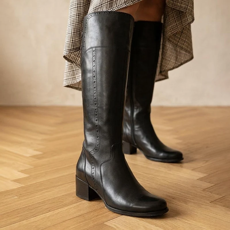 Rachel1 Extra Small Calf Fit Leather Long Boots - RACHEL1XS / 329 793 - Black