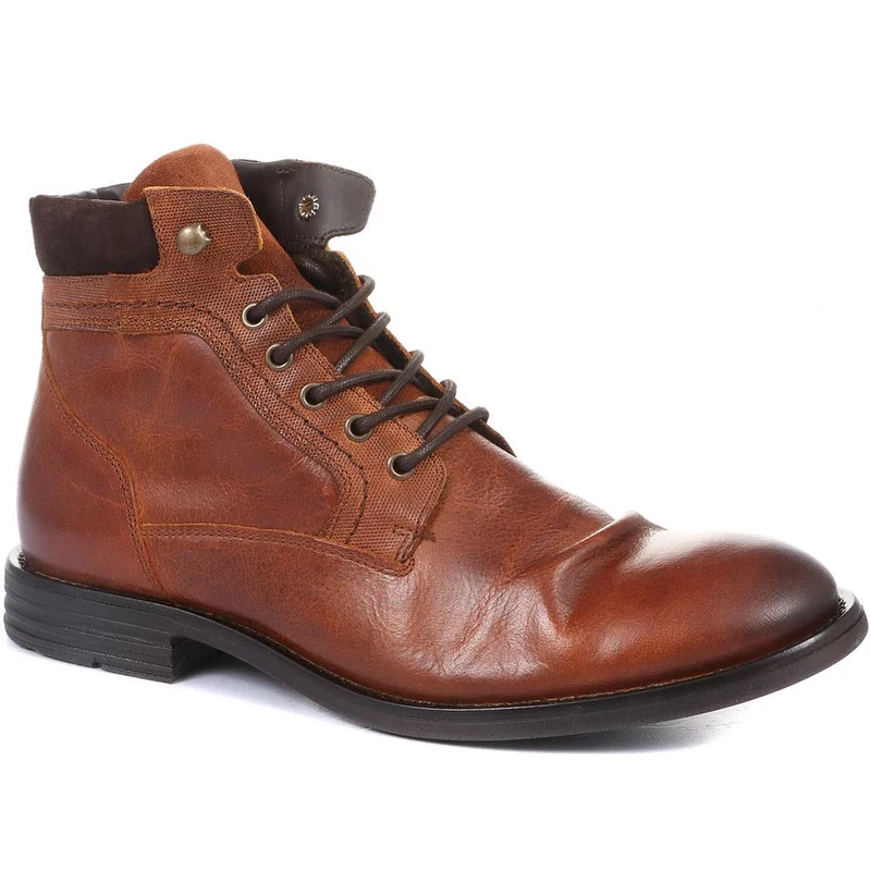 Docklands Leather Lace-Up Boots - DOCKLANDS / 321 008 - Dark Tan