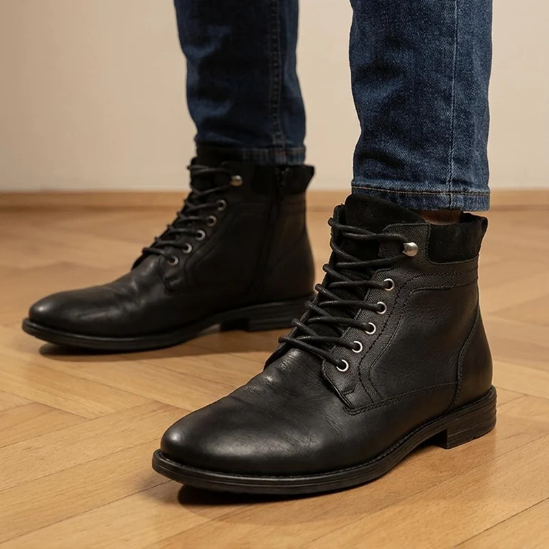 Docklands Leather Lace-Up Boots - DOCKLANDS / 321 008 - Black