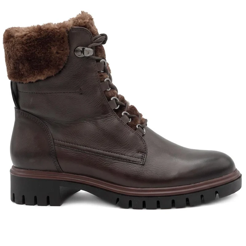 Kassindra Leather Cushioned Faux Fur Cuffed Boots - KASSINDRA / 330 147