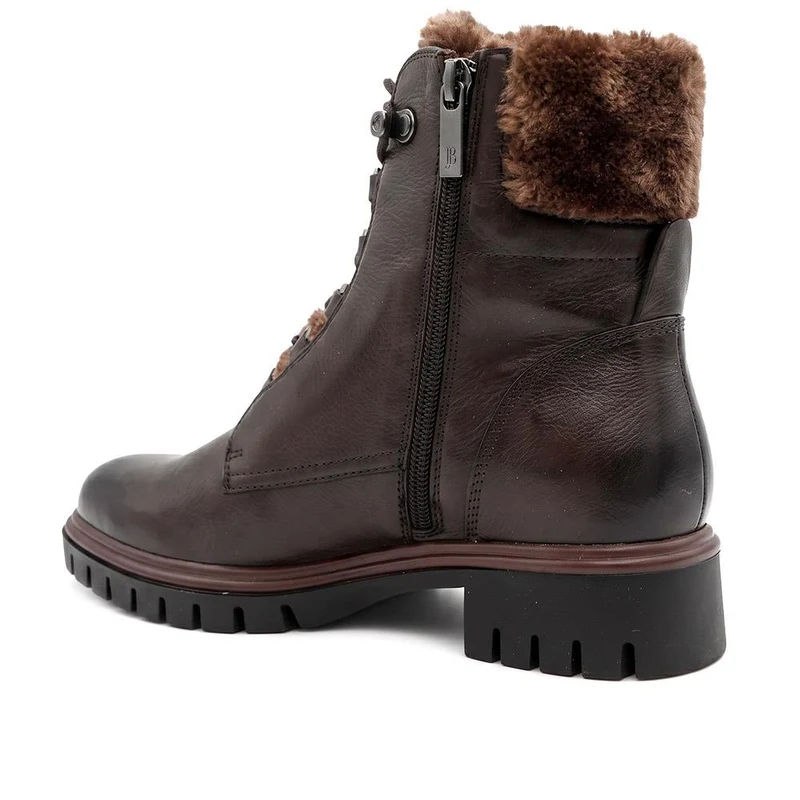 Kassindra Leather Cushioned Faux Fur Cuffed Boots - KASSINDRA / 330 147 - Brown