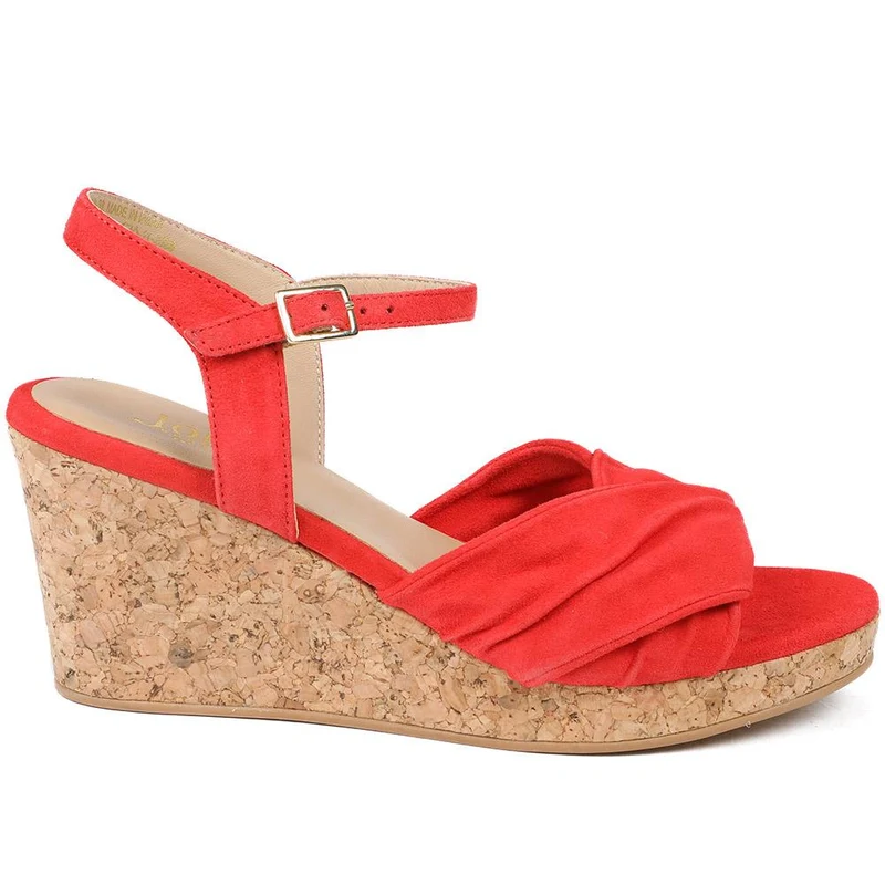 Iva Leather Wedge Heel Sandals - IVA / 328 917 - Red
