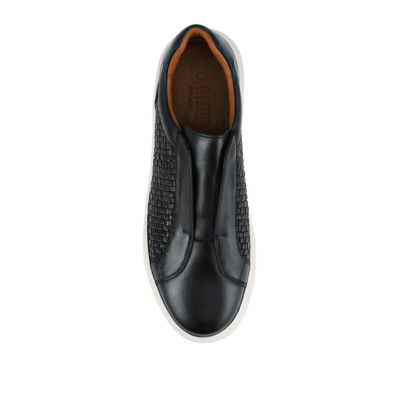 Swindon Leather Woven Slip On Trainers - SWINDON / 328 818 - Black