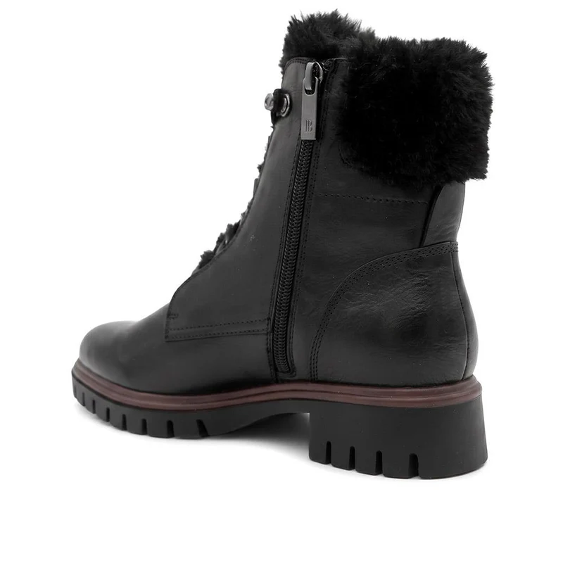 Kassindra Leather Cushioned Faux Fur Cuffed Boots - KASSINDRA / 330 147 - Black