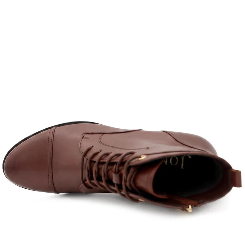 Malaika Leather Block Heeled Ankle Boots - MALAIKA / 330 148 - Brown Leather