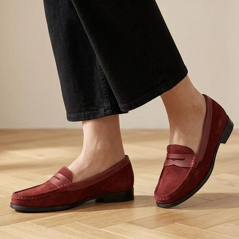Tamsyn Smart Leather Penny Loafers - TAMSYN / 329 033 - Red Suede