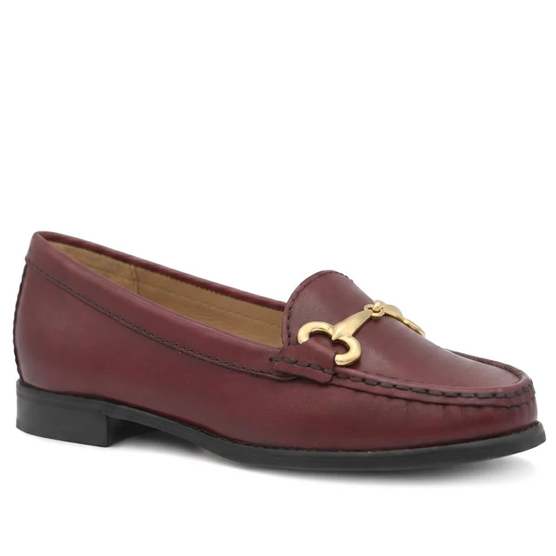 Lorella Leather Heeled Loafers - LORELLA / 327 456 - Burgundy Leather