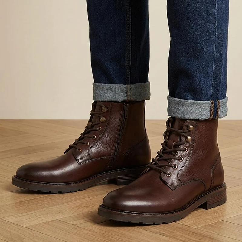 Derry Leather Lace-Up Boots - DERRY / 325 924 - Brown