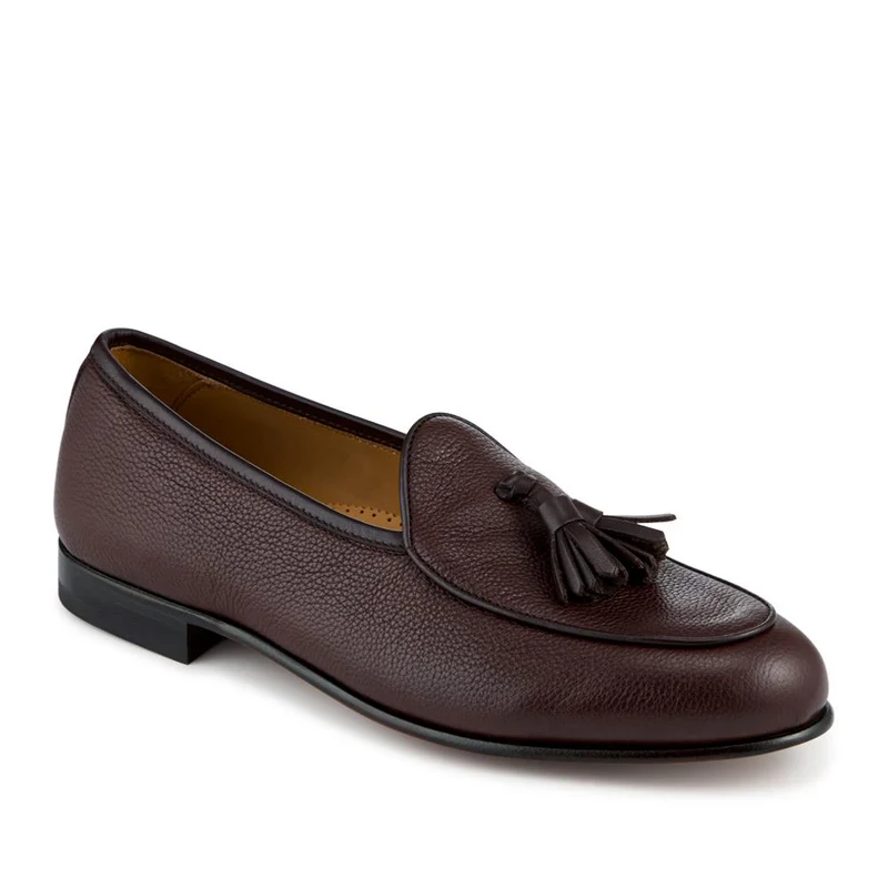 Camillo Smart Leather Tasselled Loafers - CAMILLO / 328 813 - Brown Grain