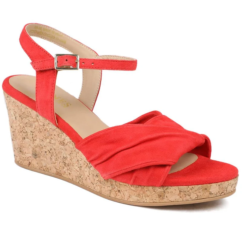 Iva Leather Wedge Heel Sandals - IVA / 328 917 - Red